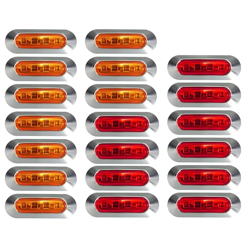 

LED Side Marker Indicator Lights Lamp Front Rear Tail Clearance Lamp Interior Lights Universial (10 Amber+10 Red)