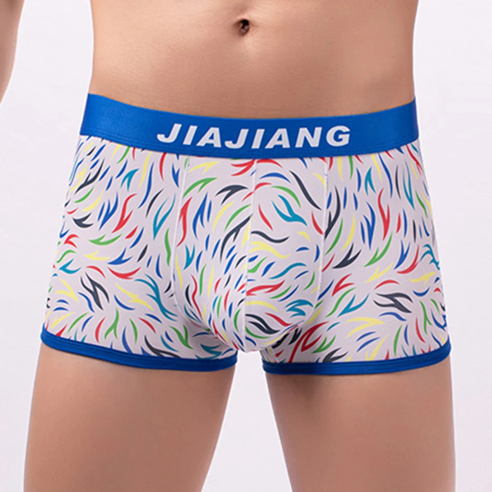 

Men Breathable Bugle Pouch Underpants Comfort Boxer Man Summer Shorts Trunks Panties Low Waist Print Four-corner Underwear A50