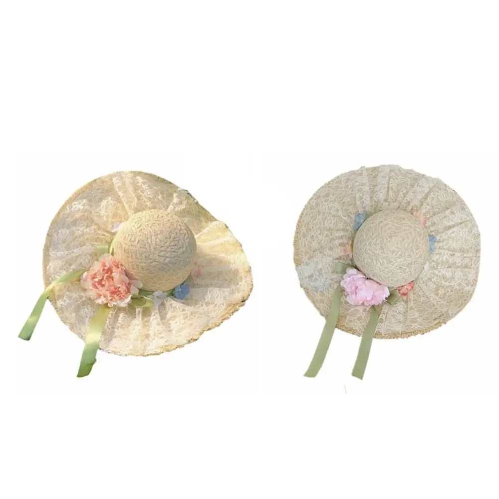 Фото Соломенная шляпа Flower Lafite с широкими полями, дышащая, для отпуска и пляжа, солнцезащитная, плетеная, для защиты от солнца №5