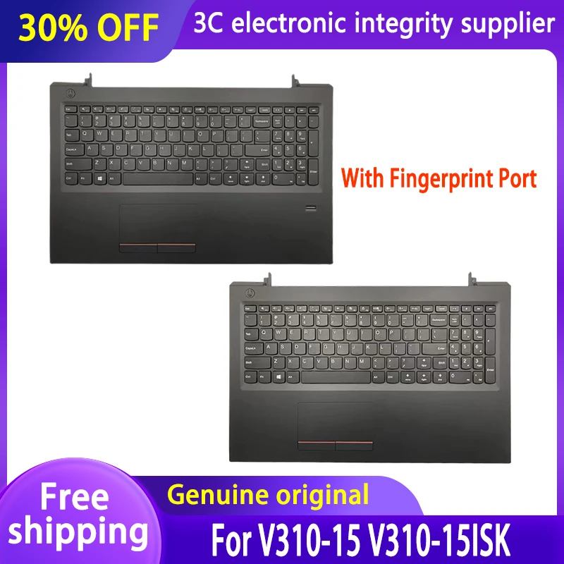 New Original Laptop Cover For Lenovo V310-15 V310-15ISK Series Palmrest With Keyboard For Laptop With Fingerprints Black