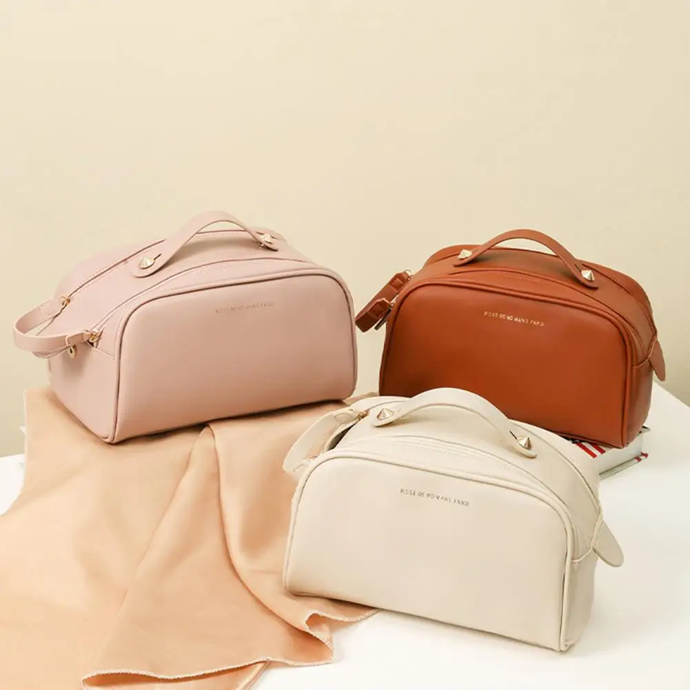 

Косметичка, вместительная портативная ручка, двойные гладкие молнии, многофункциональная, с сильной нагрузкой, водонепроницаемая поверхно...