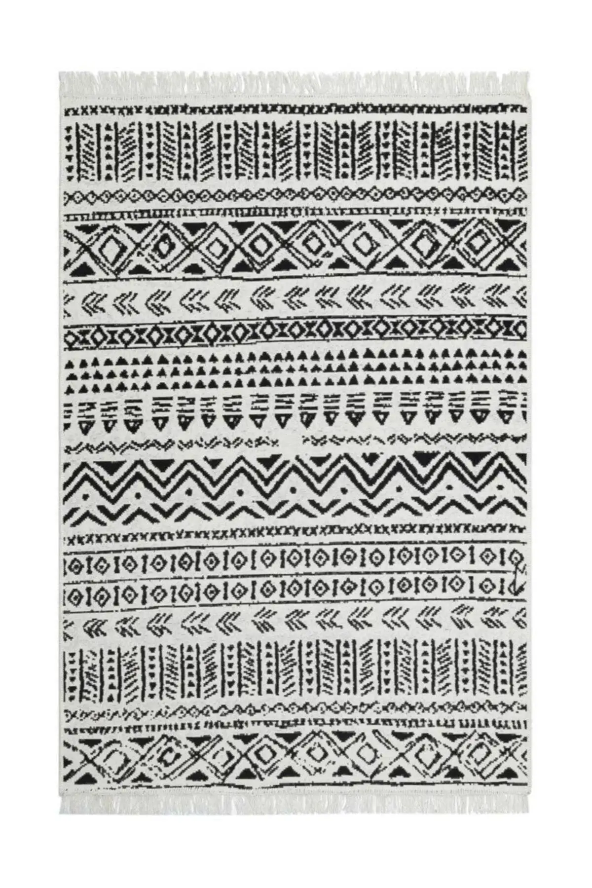 

Хлопковый нескользящий ковер, высококачественный богемный ковер ручной работы Aria AR 03 черный моющийся хлопковый этнический ковер 80x300