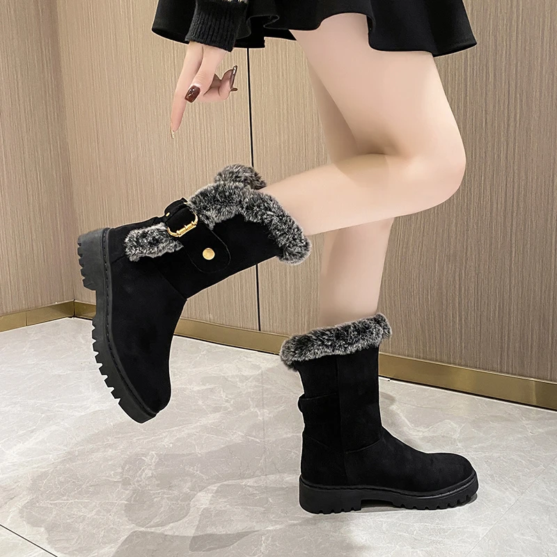 

Boots Women Winter Shoes Fashion Snow Boots Mid Calf Platform Women Boots Warm Solid Plush Shoes Woman Comfortable Warm Boots