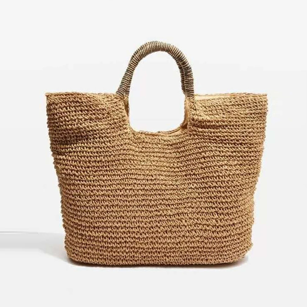Bohemian Big Rattan Beach Bags for Women Luxury Brands Woven Straw Bag Women Designer Handbags Shoulder Bag 2022 Bali Travel Bag