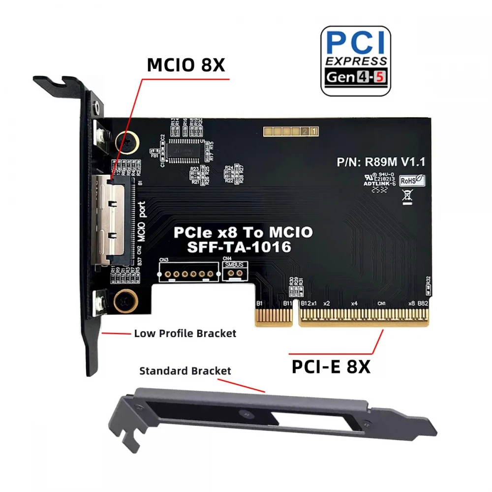 Фото PCIE5.0 PCI-Express 8x к MCIO 8i Mini SFF-TA-1016 Адаптер ввода-вывода Cool Edge для материнской платы SSD Видеокарта №1