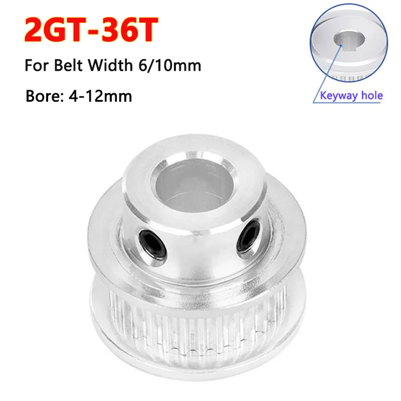 

1pc 36 Teeth 2GT Timing Pulley Bore 4 5 6 6.35 8 10 12mm 36T GT2 Synchronous Wheel for Width 6mm 10mm Belt 3D Printer Parts Pitc