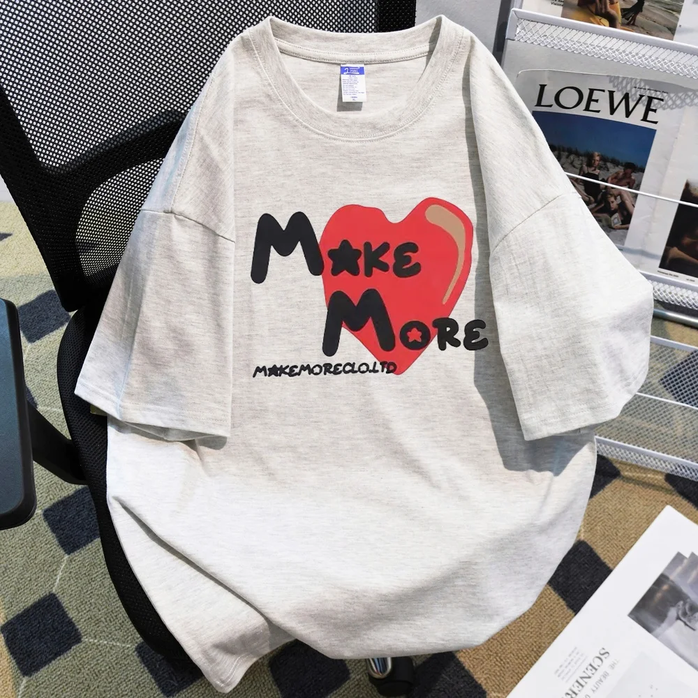 American Love Letter Print Short sleeve T-shirt Men and Women Summer Heavy Cotton Loose Fashion Brand Oversize Top