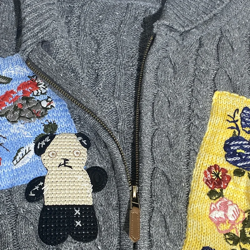 Новинка Осень-зима 2024 нишевой винтажный кардиган на молнии милый свитер со ста