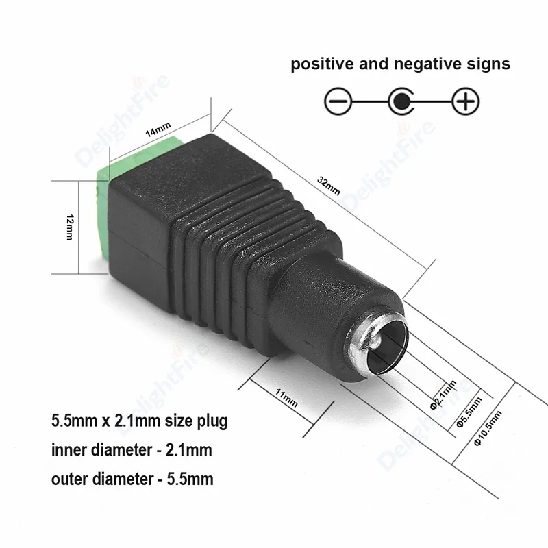 Разъем питания постоянного тока DelightFire DC power splitter cable 12В 5.5 мм 2.1 мм