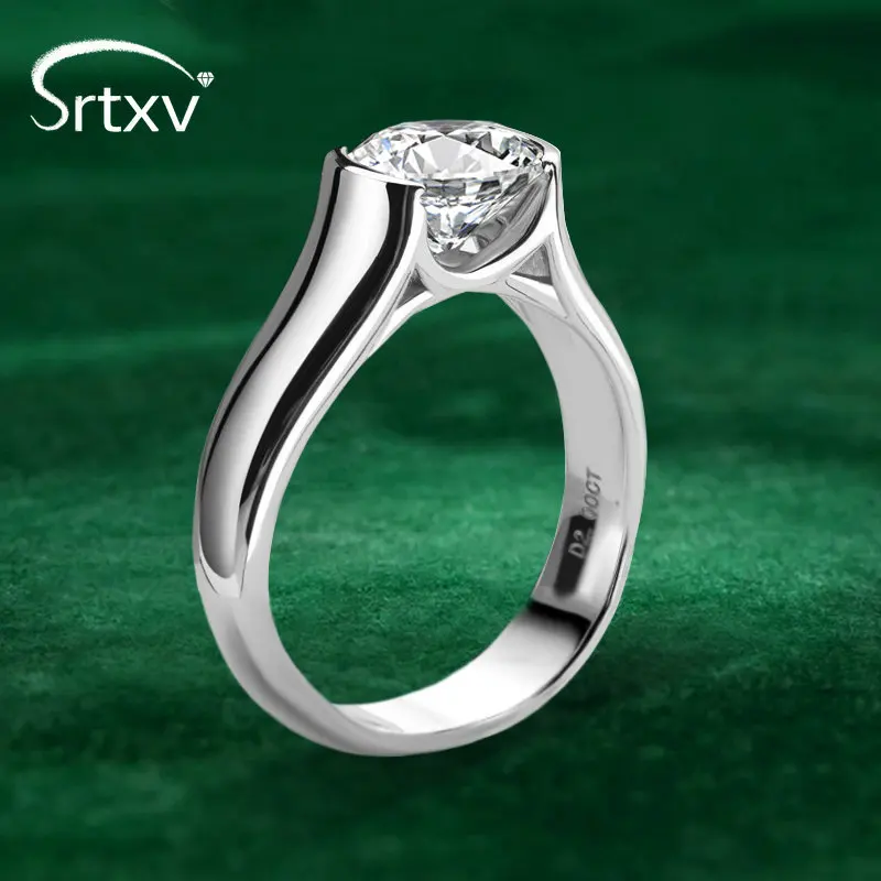 

2CT D Color Moissanite Rings For Women Men 18K White Gold Plated 100% 925 Sterling Silver Band Wedding Bridal Gifts Fine Jewelry