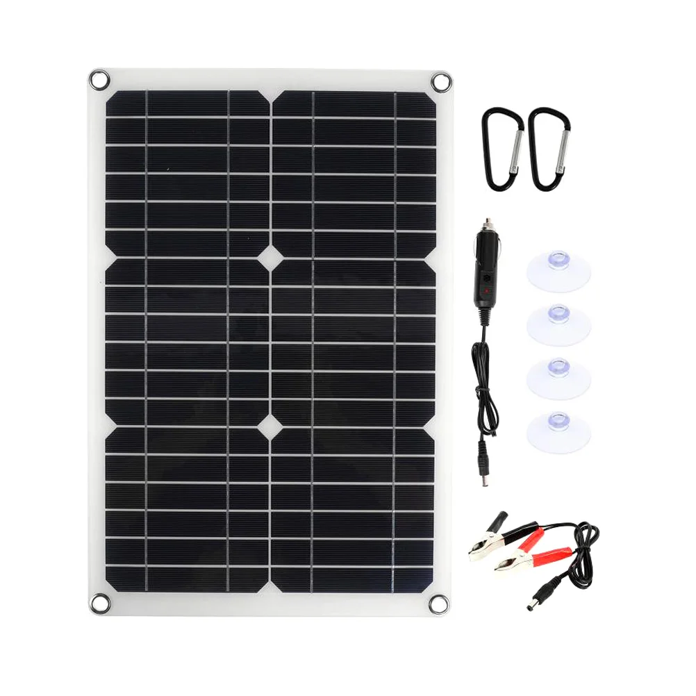 

1 Set Waterproof Solar Cells 20W 18V Solar Panel with Battery Clip for Outdoor