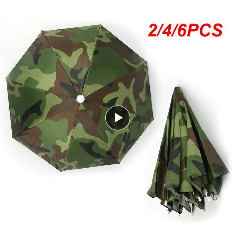 

2/4/6PCS Fishing Camping Fish Sun Day New Outdoor Foldable Sun Umbrella Hat Golf Headwear Cap Head Hat Hands Free Umbrella