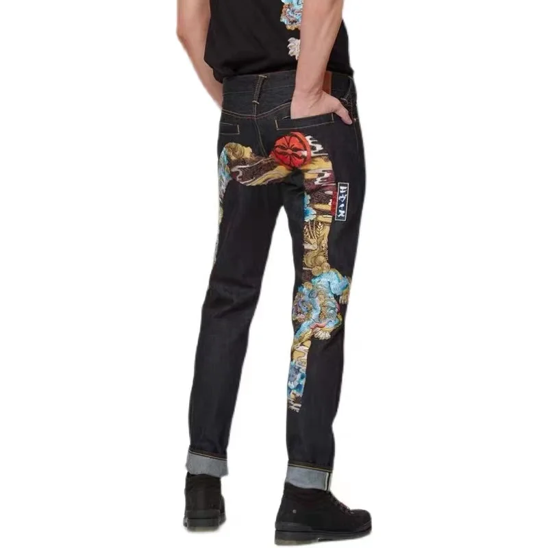 20222 New Jeans M Embroidery Pattern Japanese Simple Style Men's Straight Jeans Versatile Casual Trend New Products