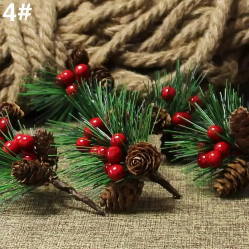 

Christmas Pine Needles Artificial Flower Real Touch Artificial Bouquet Fake Flower For Wedding Decoration Flowers Home Garden
