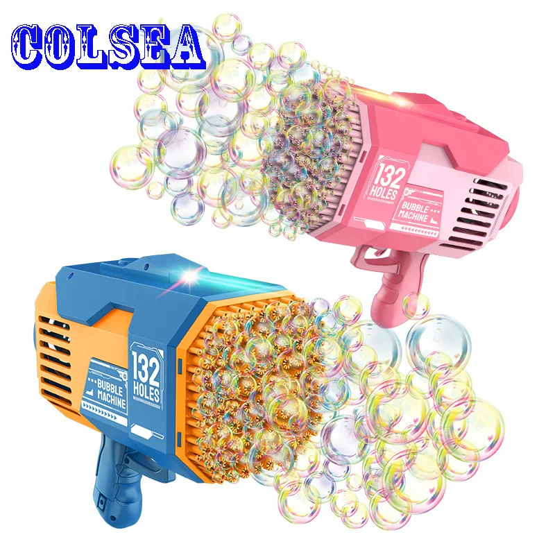 

132Hole Gatling Bubble Machine for Children Automatic Bazooka Bubble Gun wit Color Light Electric Soap Bubble Maker Toy For Kids