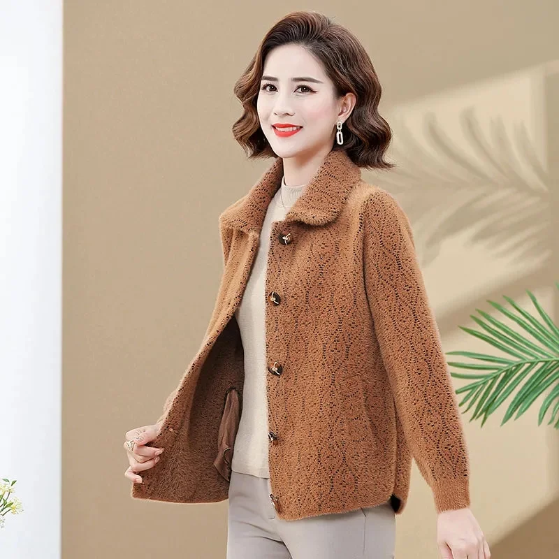 Осенне-зимний новый кардиган для матери шерстяное пальто Трендовое