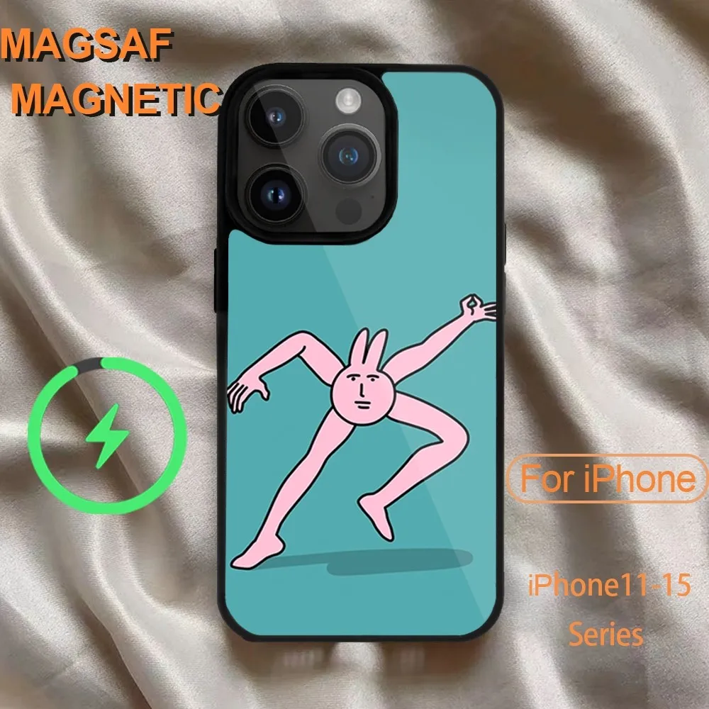 Забавный розовый красный кролик Myfriend чехол для телефона iPhone 14 13 12 11 15 Pro Max Magsafe