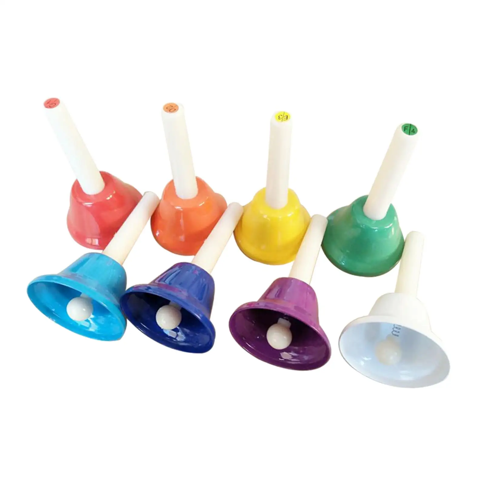 

8Pcs Colorful Handbells Musical Instrument Music Toys Set Hand Bells for Toddlers Classroom Wedding Party Supplies