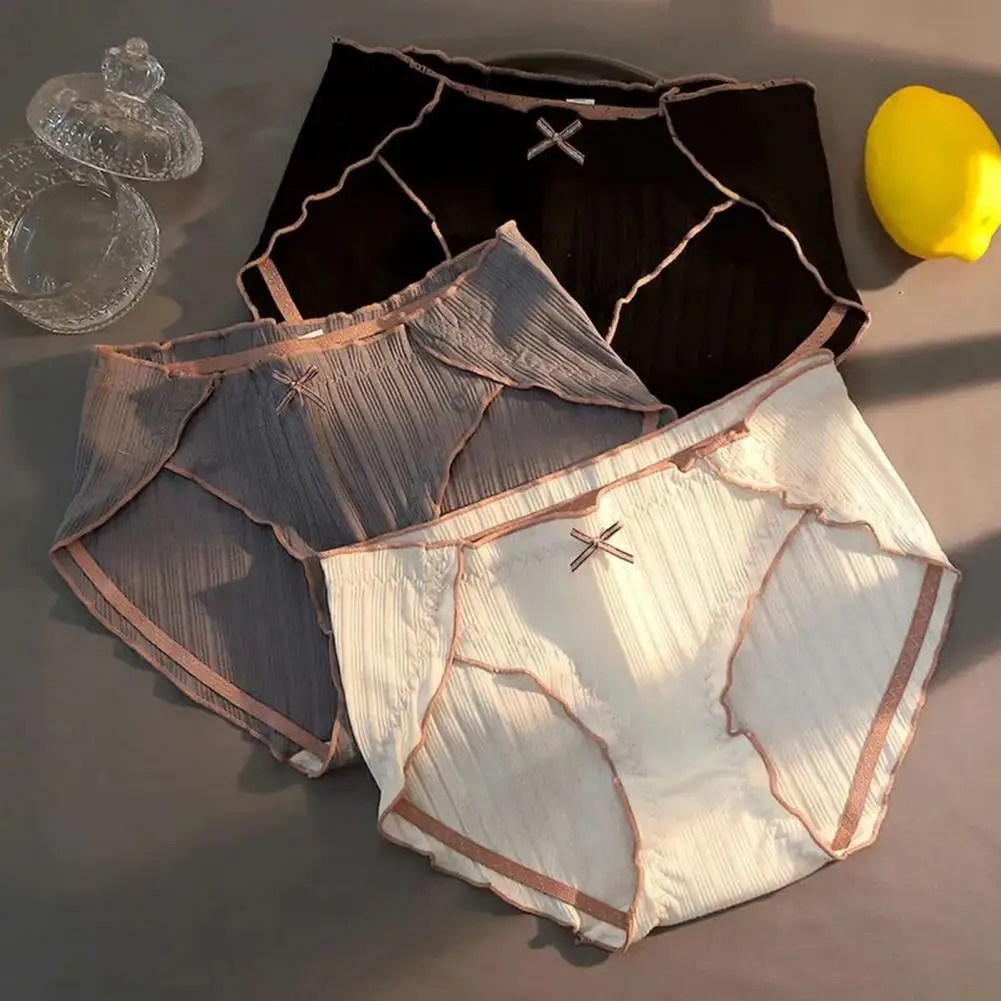 

Женские трусики с бантом, эластичные хлопковые трусы со средней талией, мягкое нижнее белье