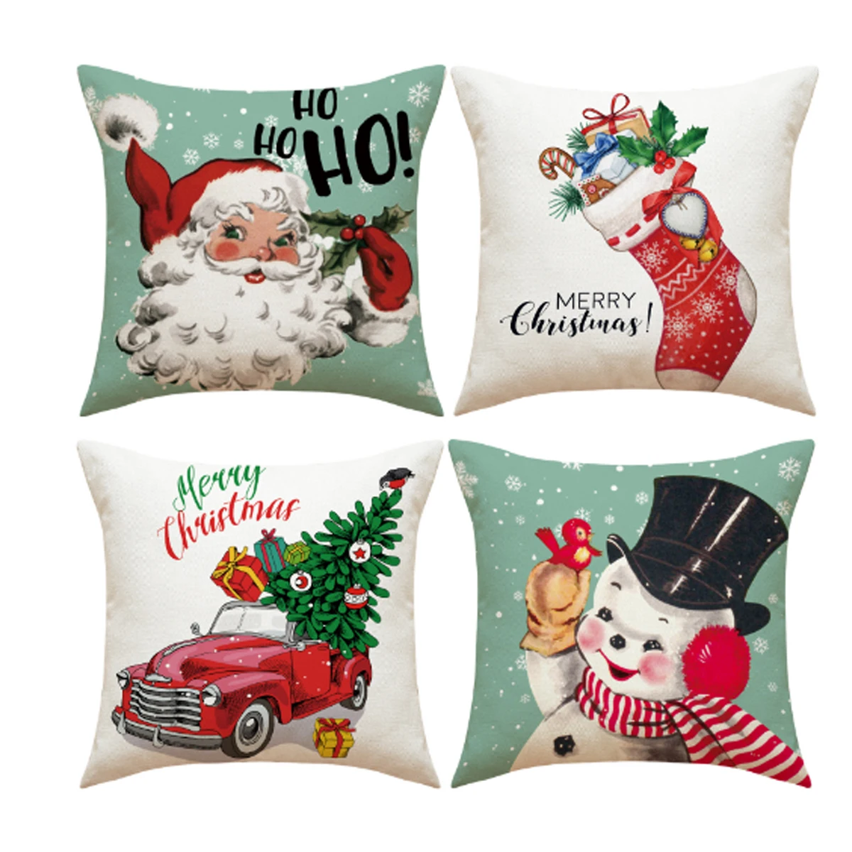 

45cm Cartoon Christmas Linen Pillow Cover HOHOHO Santa Claus Xmas Snowman Pillow Case Merry Christmas Decor For Home 2024 Noel