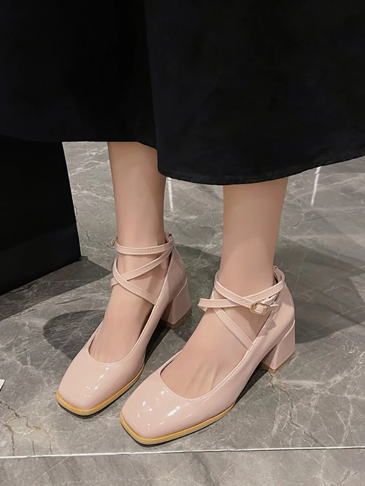 Branded Pumps Casual Heels Lace-Up African Woman Shoe Slip On 2023 Chunky Sandals Basketball Platform Mary Jane Sweet Round Toe