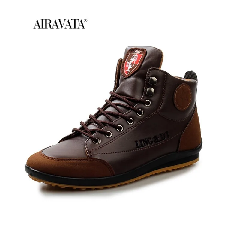 Men's Leather Shoes Lace Up Trend Comfortable Shoes Outdoor British Fashion High Casual  Sneakers Boots of Man
