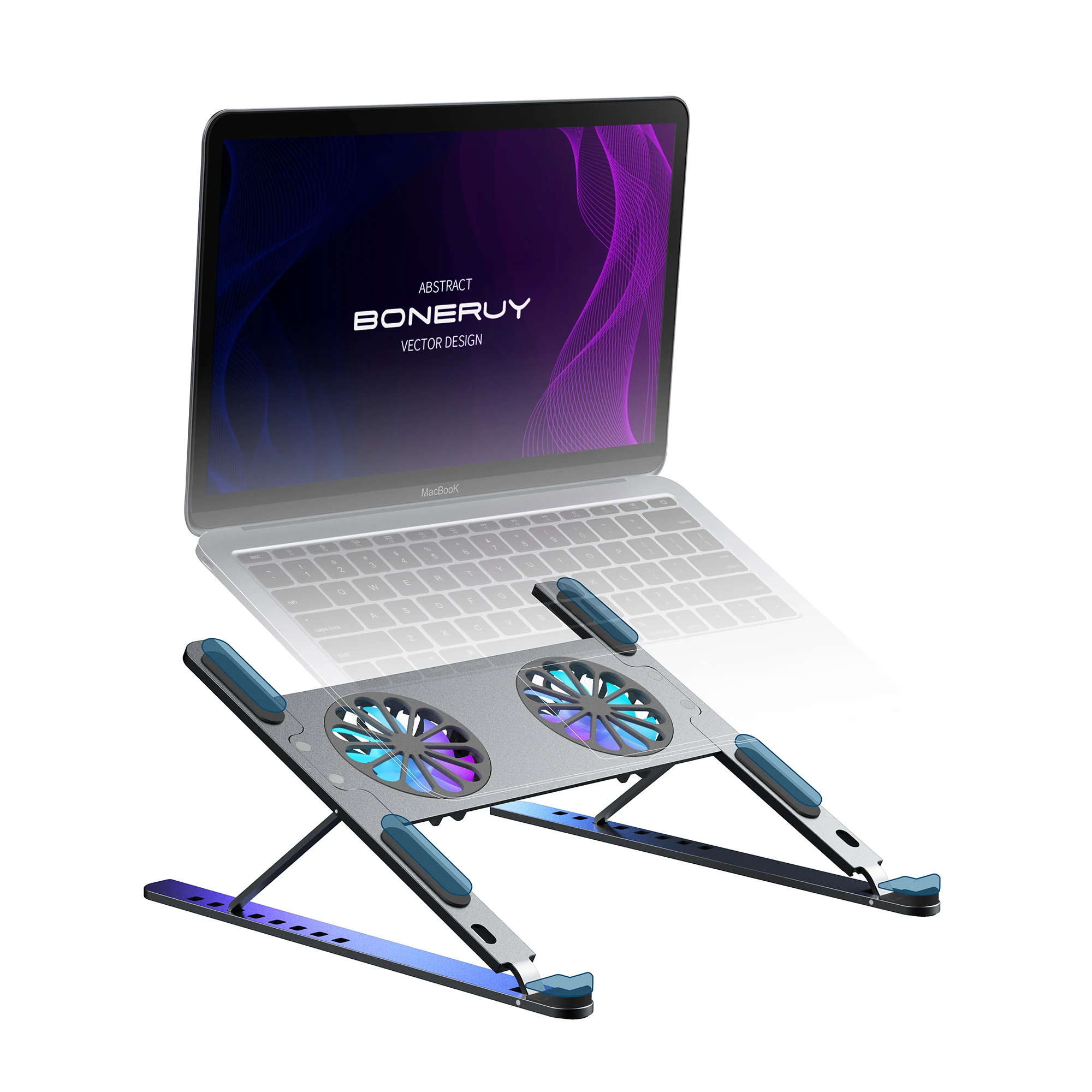 Kimdoole Metal Laptop Stand with Cooling Fan Holder for Desk Notebook Bracket Aluminum Support Accessories for Macbook Air Pro Kimdoole Metal Laptop Stand with Cooling Fan Holder for Desk Notebook Bracket Aluminum Support Accessories for Macbook Air Pro