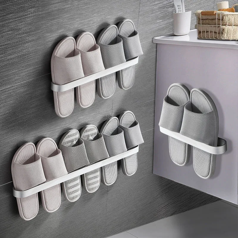 

Bathroom Slipper Rack Multifunctional Shoe Rack Wall Mounted Drainage Toilet Room Storage Rack Without Drilling Space Saving
