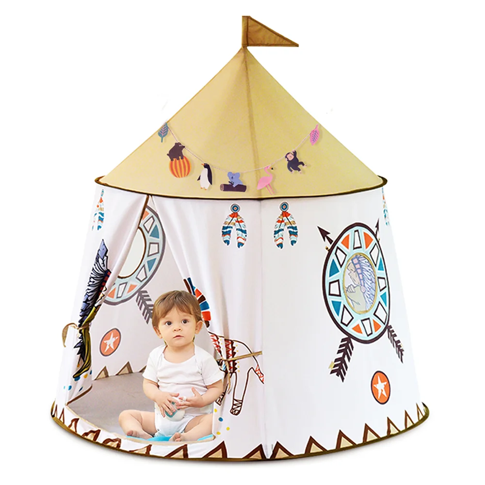 

YARD Kid Tent House Portable Princess Castle 123*116cm Present Hang Flag Children Teepee Tent Play Tent Birthday Christmas Gift
