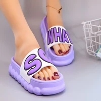 new thick soled slippers for women in summer indoor wear resisting household slippers anti skid lovely letters home bath slipper