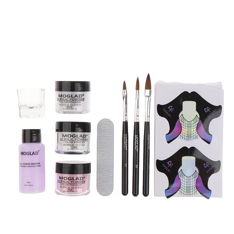 

Professional Acrylic Powder and Liquid Monomer Brush Kit Nail Extension Nail Form Tips Carving Tools DIY Nail Art Starter Set