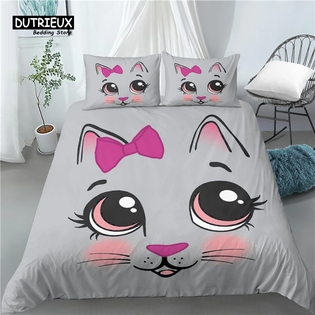 Роскошный 3D вырезанный кошачий принт для дома 2/3 шт. удобный пододеяльник