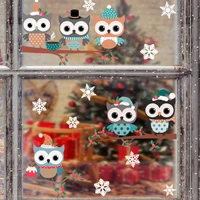 branch bird wallpaper lovely owl snow christmas cartoon wall stickers coffee shop glass sticker double sided visual decorative