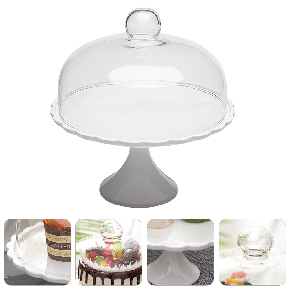 

Ceramic Dishes Restaurant Cake Plate Holder Round Serving Platter Dessert Cover Butter Dome Tray Display Stand