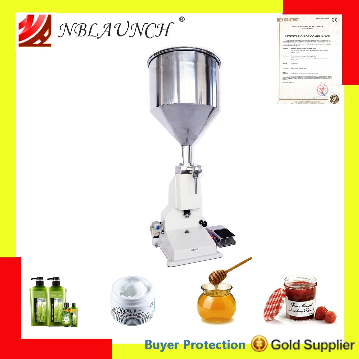 

Paste Filling Machine Pnematic Cream Filler Need Air Compressor Shampoo Ejuice Cosmetic Liquid Sauce Oil Filler 5~50ml