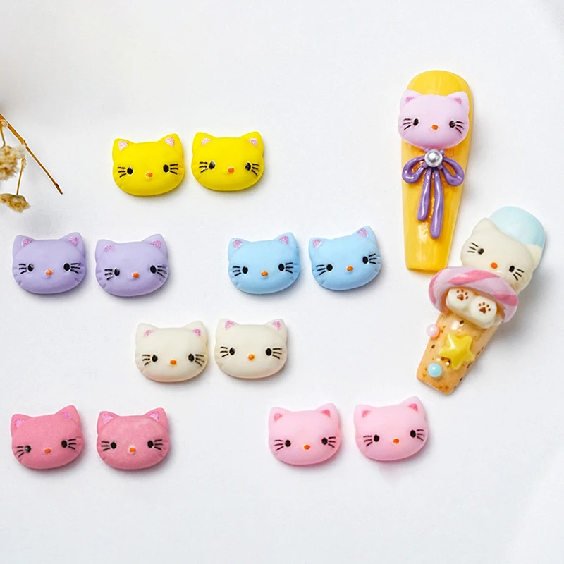 Мультяшный Sanrio однотонные аксессуары для ногтей с кошкой КТ светящиеся