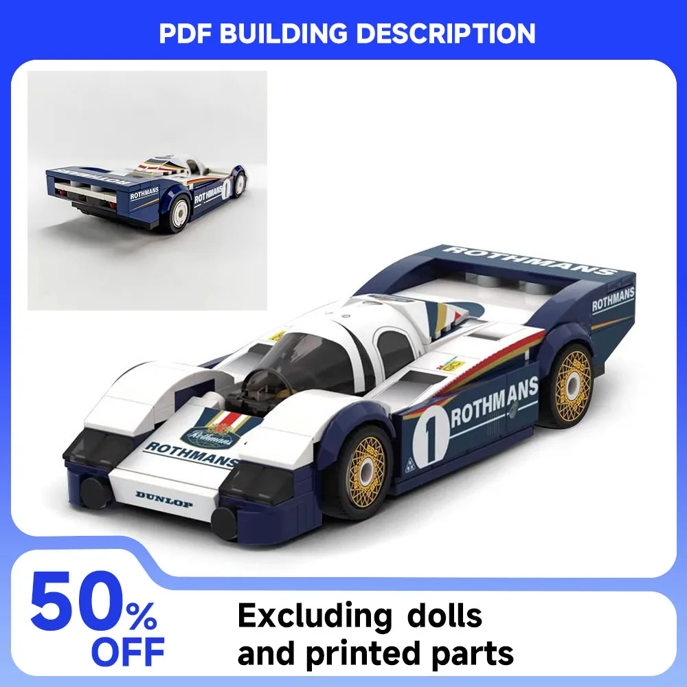 Фото НОВЫЙ MOC-114466 Скорость ​ ​ Модель гоночного автомобиля 956 1982 Le Mans, строительный блок, городской модульный автомобиль в сборе, сделай сам, детская игрушка, подарок для мальчика №1