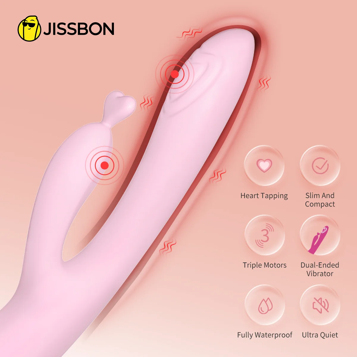 Вибратор Jissbon с двойным проникновением