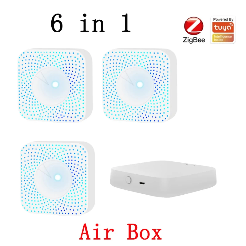 

Tuya Zigbee Smart Air Box Quality Monitor CO2 VOC Gas Detector Sensor Automation Alarm Household Temperatur Humidity Sensor