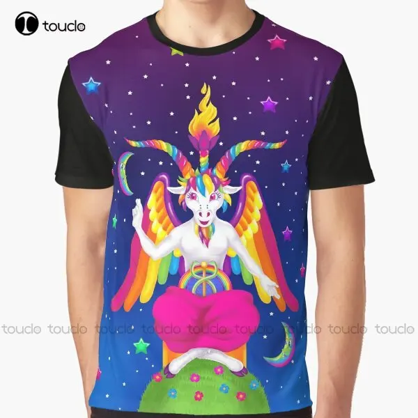 

1997 Neon Rainbow Baphomet Graphic T-Shirt Custom Aldult Teen Unisex Digital Printing Tee Shirts Custom Gift Xxs-5Xl Streetwear