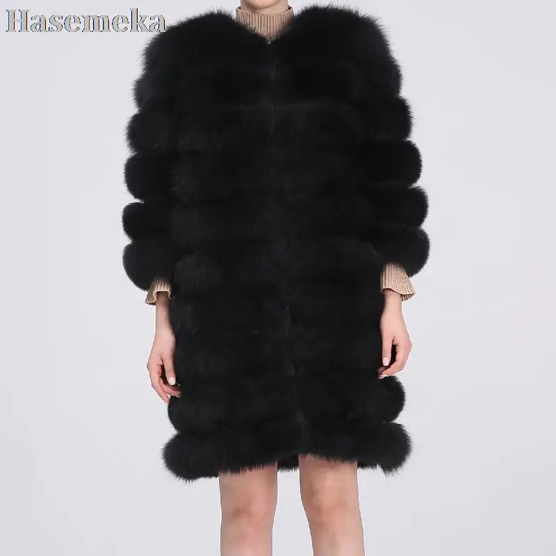 Natural Fox Fur Coat Removable Women Long Real Fox Overcoat Winter Warm Thicken All-match Jackets With Fur Vest For Women