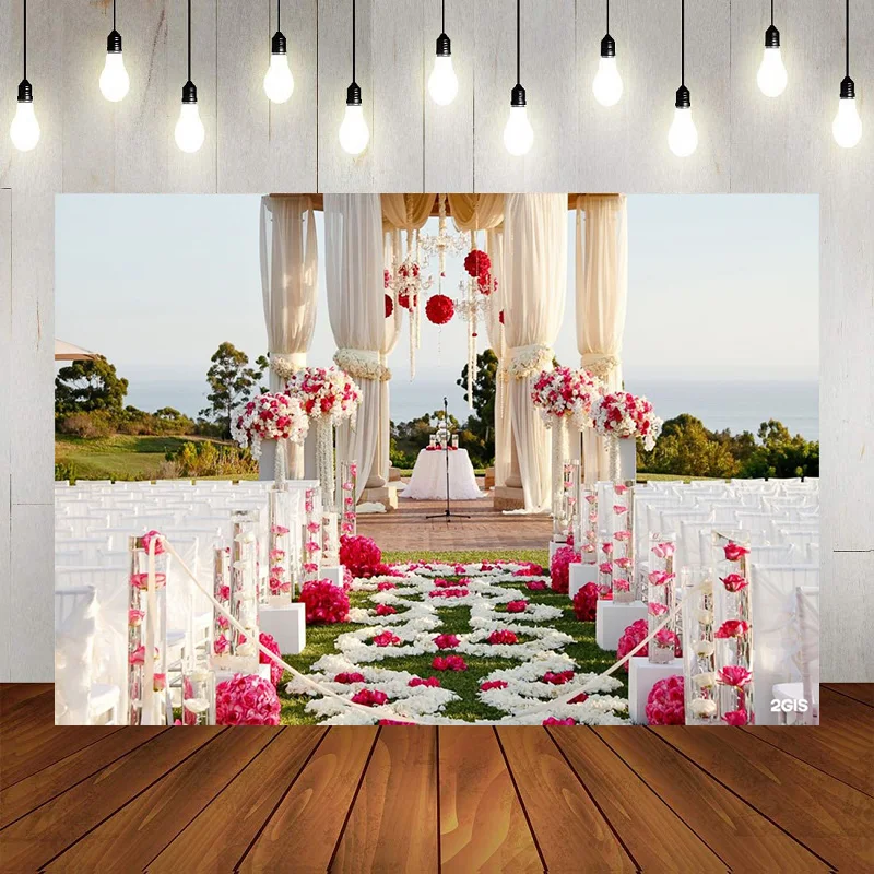 

Фон для свадебной фотосъемки с изображением Колыбель церемонии искусственный баннер свадебный фон для душа цветочное украшение для брака