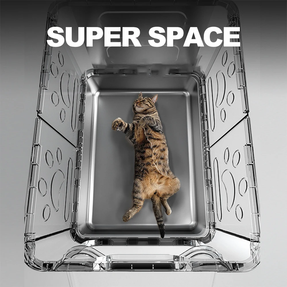 Полностью закрытый лоток для кошачьего туалета из нержавеющей стали большой тип