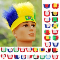 2022 football match 32pcs countries crazy football wigs cheerleading flag wig national team flag wig celebration party for fans