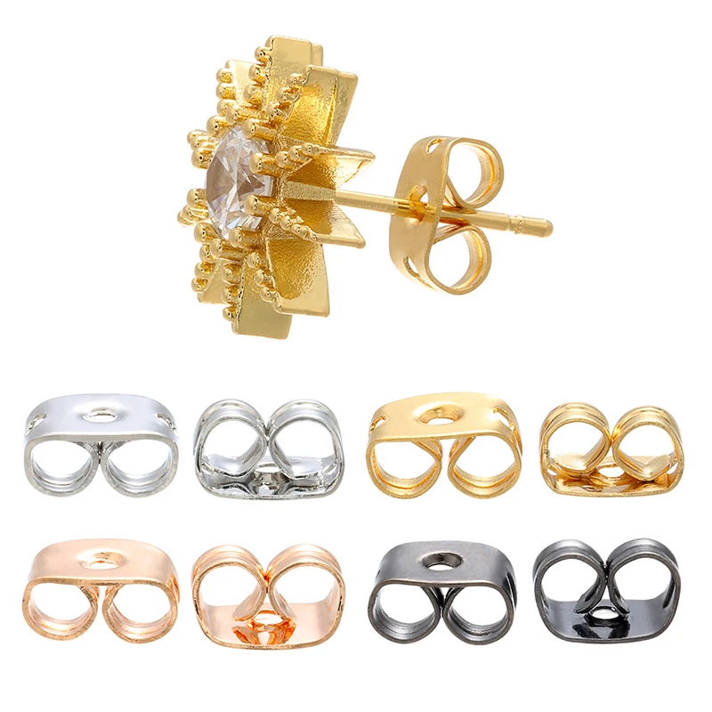 

ZHUKOU 10pcs earring back Stopper Butterfly earplugs Ear Back plug Cap DIY Making Jewelry Stud earrings accessories