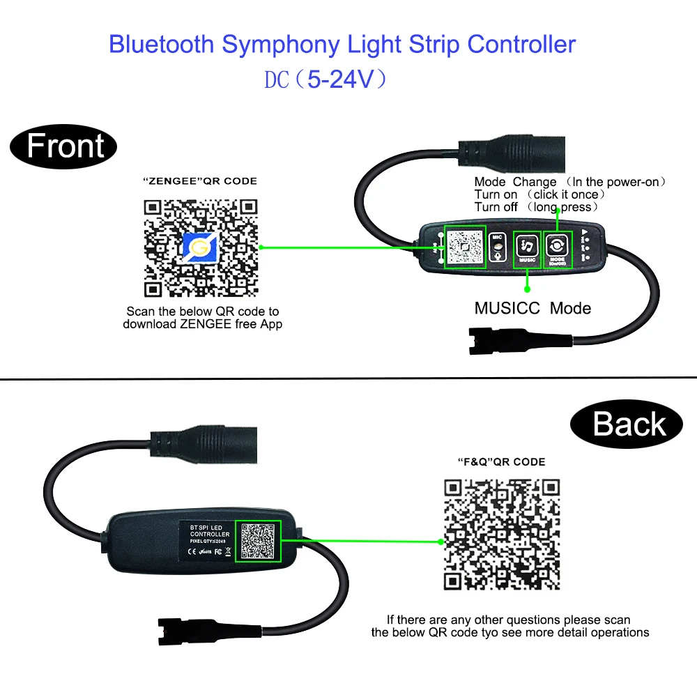 Светодиодная мини светильник лента для управления музыкой Bluetooth RGB индивидуально