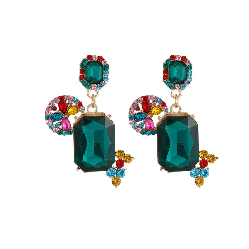 

Summer New Unique Fashion Crystal Geometric Long Drop Earrings for Women Female Hot Sale Jewelry