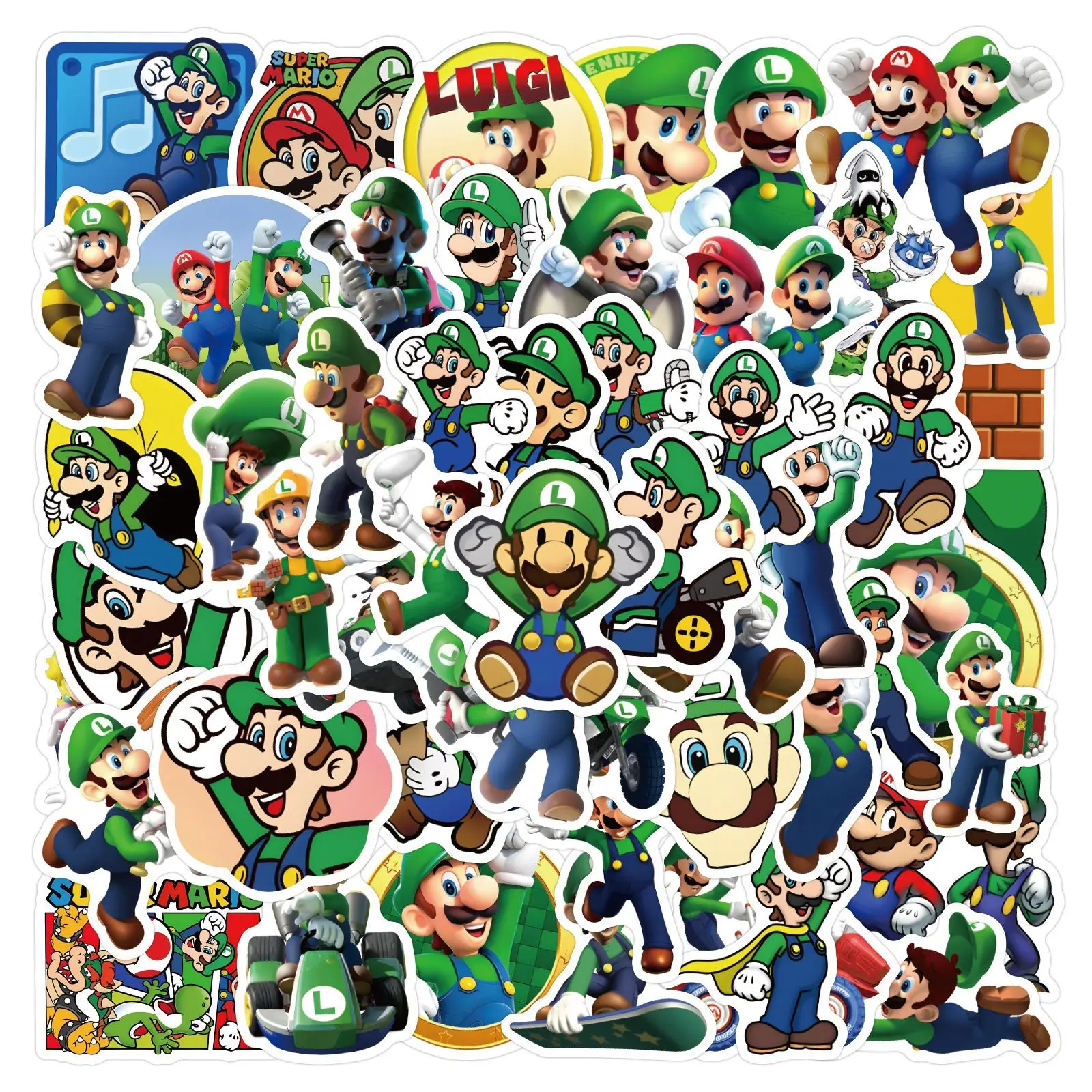60 шт. милые Мультяшные наклейки в стиле Super Mario Bros виде милых Луиджи сделай сам для