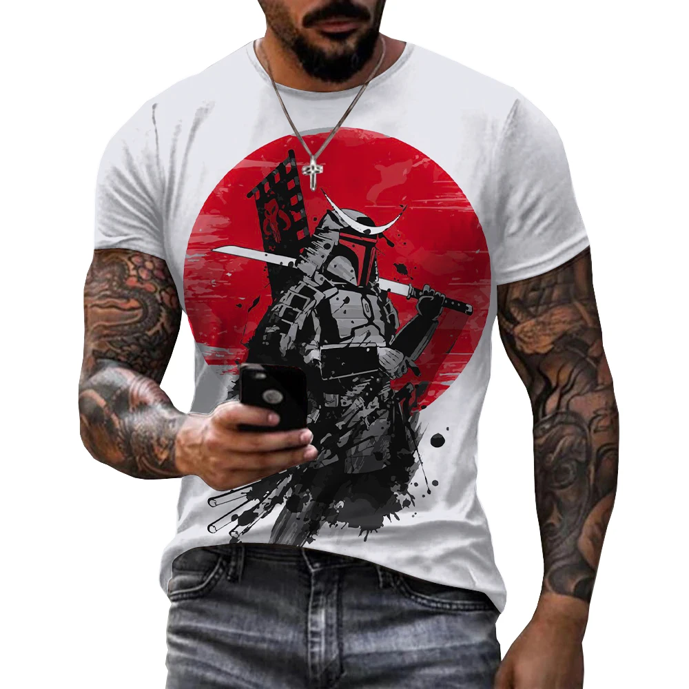 

2022 Summer Male Japan Warrior 3D Printed T Shirt Men Handsome Samurai Print T-shirt Short Sleeve Digital 3D Printed T-Shirts