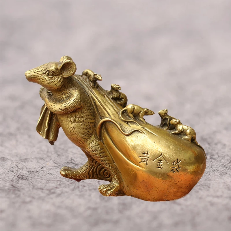 

Fortune Five Rats Transport Wealth Ornaments Office Home Decoration Big Money Bag Mouse Figurines Gift